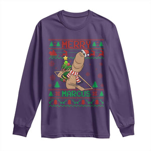 Marcus The Worm Christmas Meme Long Sleeve Shirt Funny Brain Rot Xmas TS14 Purple Print Your Wear