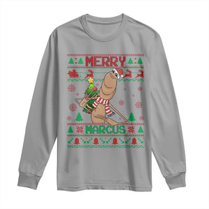 Marcus The Worm Christmas Meme Long Sleeve Shirt Funny Brain Rot Xmas TS14 Sport Gray Print Your Wear