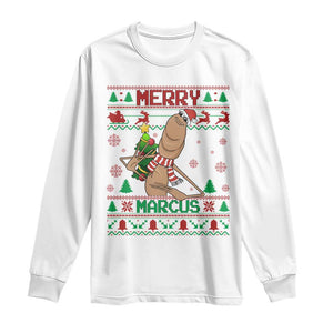 Marcus The Worm Christmas Meme Long Sleeve Shirt Funny Brain Rot Xmas TS14 White Print Your Wear