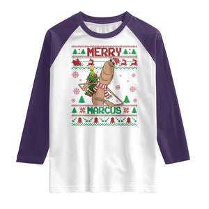 Marcus The Worm Christmas Meme Raglan Shirt Funny Brain Rot Xmas TS14 White Purple Print Your Wear