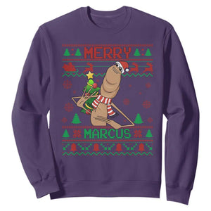 Marcus The Worm Christmas Meme Sweatshirt Funny Brain Rot Xmas TS14 Purple Print Your Wear