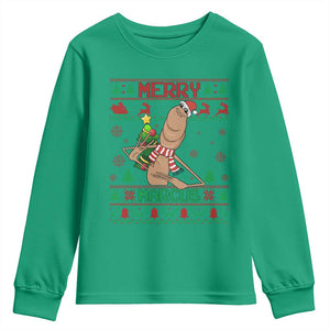 Marcus The Worm Christmas Meme Youth Sweatshirt Funny Brain Rot Xmas TS14 Irish Green Print Your Wear
