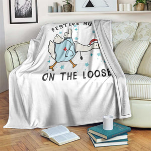 Funny Goose Nurse Christmas Throw Blanket Festive Nurses On The Loose TS14 Print Your Wear