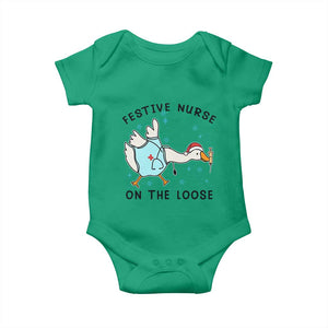 Funny Goose Nurse Christmas Baby Onesie Festive Nurses On The Loose TS14 Irish Green Print Your Wear