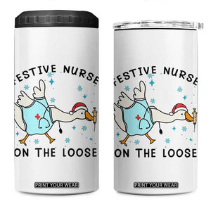 Funny Goose Nurse Christmas 4 in 1 Can Cooler Tumbler Festive Nurses On The Loose TS14 One Size: 16 oz White Print Your Wear