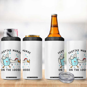 Funny Goose Nurse Christmas 4 in 1 Can Cooler Tumbler Festive Nurses On The Loose TS14 Print Your Wear