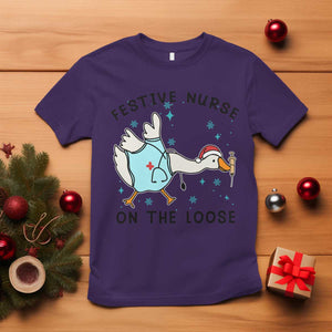 Funny Goose Nurse Christmas T Shirt Festive Nurses On The Loose TS14 Purple Print Your Wear