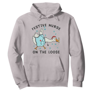 Funny Goose Nurse Christmas Hoodie Festive Nurses On The Loose TS14 Ice Gray Print Your Wear