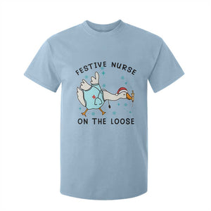 Funny Goose Nurse Christmas T Shirt For Kid Festive Nurses On The Loose TS14 Light Blue Print Your Wear