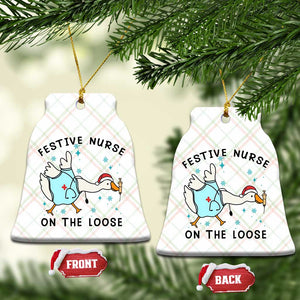 Funny Goose Nurse Christmas Ceramic Ornament Festive Nurses On The Loose TS14 Print Your Wear