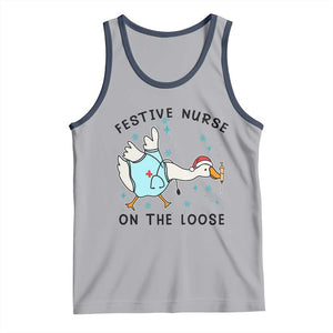 Funny Goose Nurse Christmas Tank Top Festive Nurses On The Loose TS14 Athletic Heather Navy Print Your Wear
