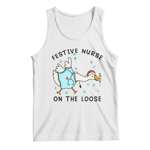 Funny Goose Nurse Christmas Tank Top Festive Nurses On The Loose TS14 White Print Your Wear
