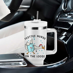 Funny Goose Nurse Christmas Tumbler With Handle Festive Nurses On The Loose TS14 Print Your Wear