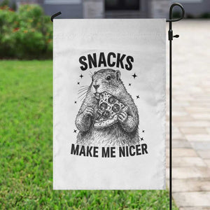Funny Groundhog Eating Pizza Garden Flag Snacks Make Me Nicer TS14 Print Your Wear