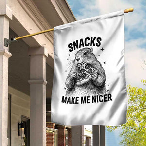 Funny Groundhog Eating Pizza Garden Flag Snacks Make Me Nicer TS14 Print Your Wear