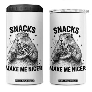 Funny Groundhog Eating Pizza 4 in 1 Can Cooler Tumbler Snacks Make Me Nicer TS14 One Size: 16 oz White Print Your Wear