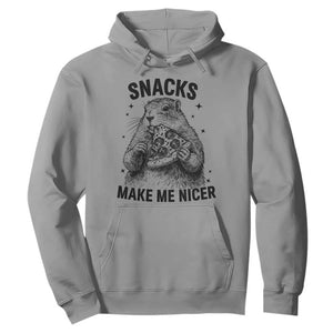 Funny Groundhog Eating Pizza Hoodie Snacks Make Me Nicer TS14 Sport Gray Print Your Wear