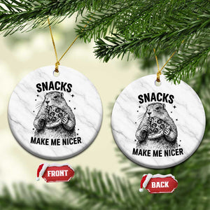 Funny Groundhog Eating Pizza Ceramic Ornament Snacks Make Me Nicer TS14 1pc White Marble Print Your Wear