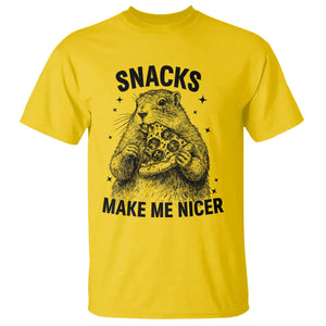 Funny Groundhog Eating Pizza T Shirt Snacks Make Me Nicer TS14 Daisy Print Your Wear