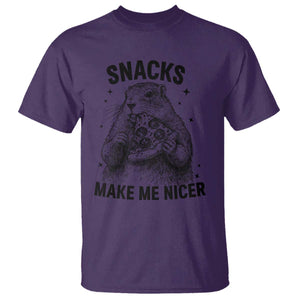 Funny Groundhog Eating Pizza T Shirt Snacks Make Me Nicer TS14 Purple Print Your Wear