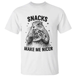 Funny Groundhog Eating Pizza T Shirt Snacks Make Me Nicer TS14 White Print Your Wear