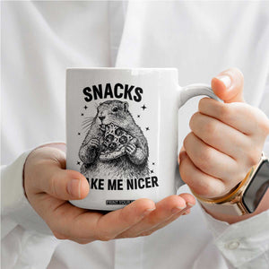 Funny Groundhog Eating Pizza Coffee Mug Snacks Make Me Nicer TS14 Print Your Wear
