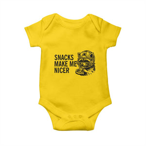 Funny Raccoon Eating Pizza Baby Onesie Snacks Make Me Nicer TS14 Daisy Print Your Wear