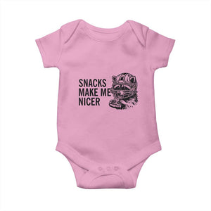 Funny Raccoon Eating Pizza Baby Onesie Snacks Make Me Nicer TS14 Light Pink Print Your Wear