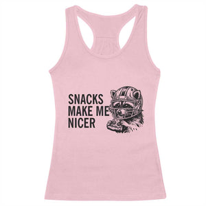 Funny Raccoon Eating Pizza Racerback Tank Top Snacks Make Me Nicer TS14 Light Pink Print Your Wear