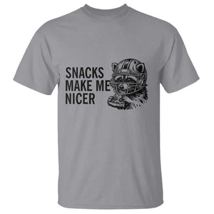 Funny Raccoon Eating Pizza T Shirt Snacks Make Me Nicer TS14 Sport Gray Print Your Wear