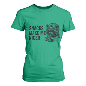 Funny Raccoon Eating Pizza T Shirt For Women Snacks Make Me Nicer TS14 Irish Green Print Your Wear