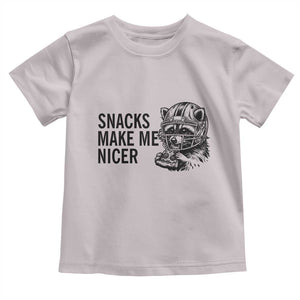 Funny Raccoon Eating Pizza Toddler T Shirt Snacks Make Me Nicer TS14 Ice Gray Print Your Wear