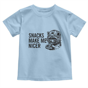 Funny Raccoon Eating Pizza Toddler T Shirt Snacks Make Me Nicer TS14 Light Blue Print Your Wear