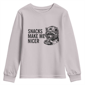 Funny Raccoon Eating Pizza Youth Sweatshirt Snacks Make Me Nicer TS14 Ice Gray Print Your Wear