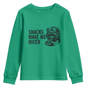 Funny Raccoon Eating Pizza Youth Sweatshirt Snacks Make Me Nicer TS14 Irish Green Print Your Wear
