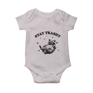Funny Raccoon Meme Baby Onesie Stay Trashy TS14 Ice Gray Print Your Wear