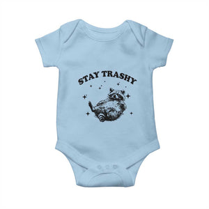 Funny Raccoon Meme Baby Onesie Stay Trashy TS14 Light Blue Print Your Wear