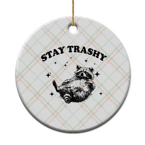 Funny Raccoon Meme Ceramic Ornament Stay Trashy TS14 1pc Christmas Plaid Print Your Wear