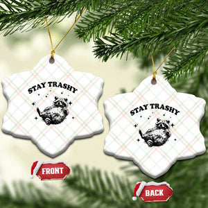 Funny Raccoon Meme Ceramic Ornament Stay Trashy TS14 Print Your Wear