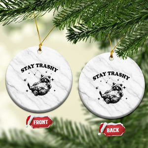 Funny Raccoon Meme Ceramic Ornament Stay Trashy TS14 1pc White Marble Print Your Wear