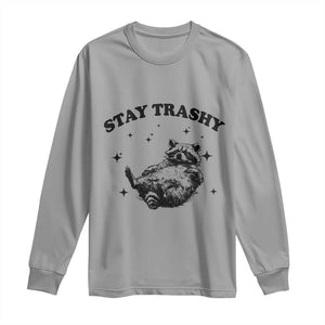 Funny Raccoon Meme Long Sleeve Shirt Stay Trashy TS14 Sport Gray Print Your Wear