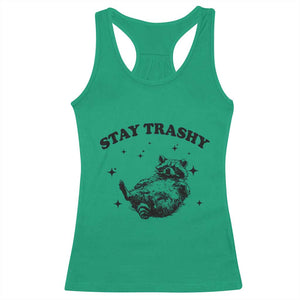 Funny Raccoon Meme Racerback Tank Top Stay Trashy TS14 Irish Green Print Your Wear