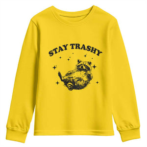 Funny Raccoon Meme Youth Sweatshirt Stay Trashy TS14 Daisy Print Your Wear