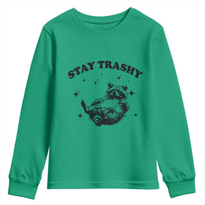 Funny Raccoon Meme Youth Sweatshirt Stay Trashy TS14 Irish Green Print Your Wear