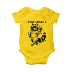 Stay Trashy Raccoon Baby Onesie Funny Raccoon Drinking Wine Meme TS14 Daisy Print Your Wear