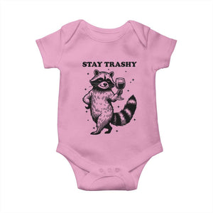 Stay Trashy Raccoon Baby Onesie Funny Raccoon Drinking Wine Meme TS14 Light Pink Print Your Wear