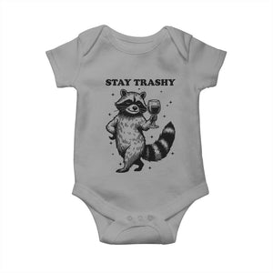 Stay Trashy Raccoon Baby Onesie Funny Raccoon Drinking Wine Meme TS14 Sport Gray Print Your Wear