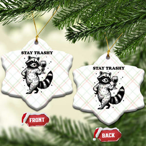 Stay Trashy Raccoon Ceramic Ornament Funny Raccoon Drinking Wine Meme TS14 Print Your Wear