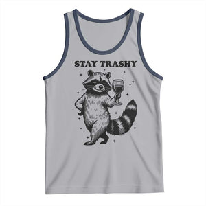 Stay Trashy Raccoon Tank Top Funny Raccoon Drinking Wine Meme TS14 Athletic Heather Navy Print Your Wear