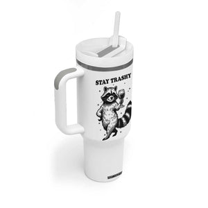 Stay Trashy Raccoon Tumbler With Handle Funny Raccoon Drinking Wine Meme TS14 Print Your Wear